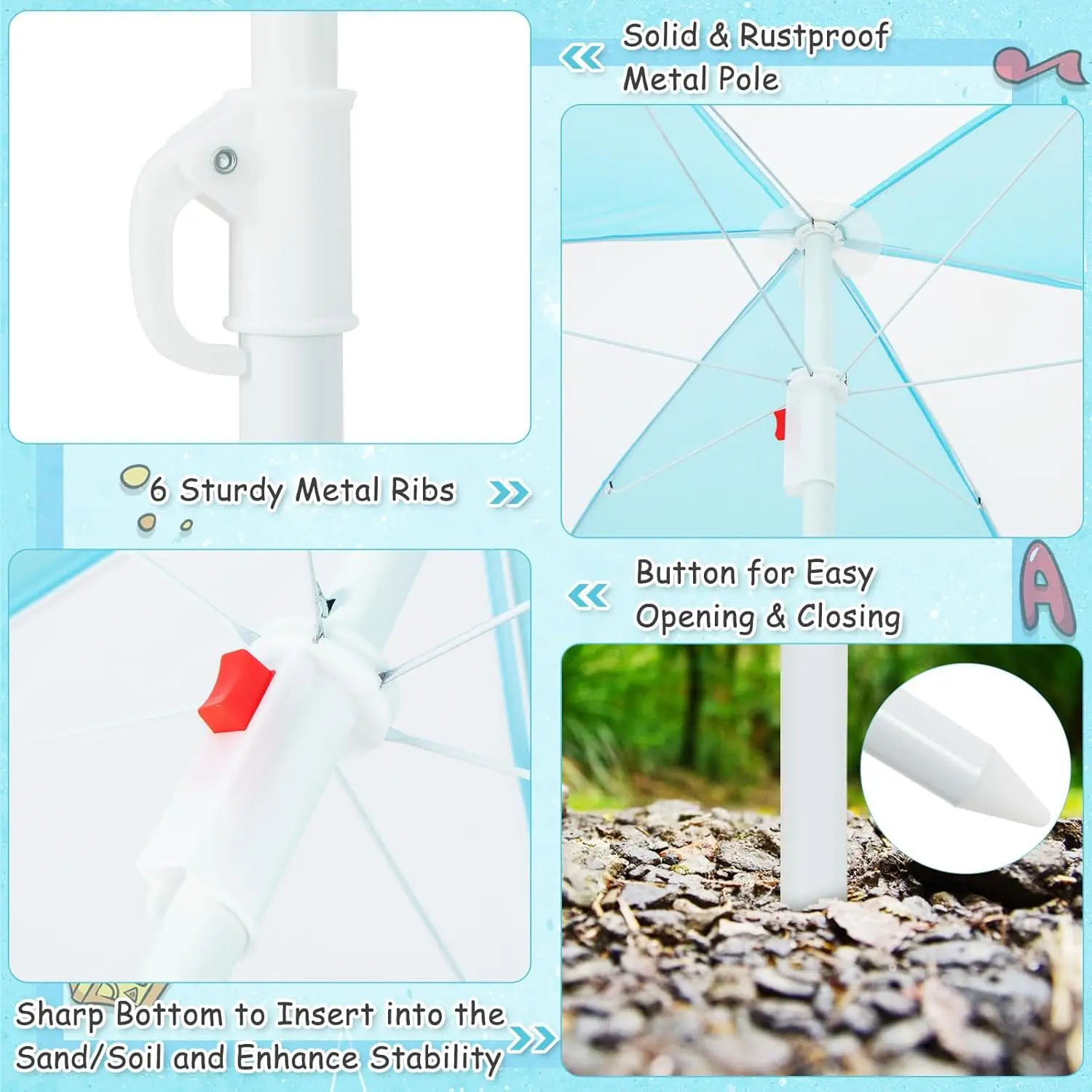 Mesa de Picnic 4 en 1 para niños pequeños, juego de mesa y silla de madera para agua y arena, con paraguas extraíble, actividades para niños Furni