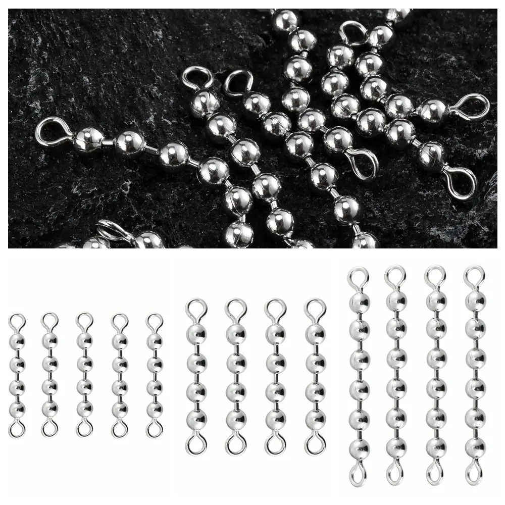 5pcs Bead Fishing Bead Chain Swivel Eight-figure Ring Not Easily Detached Fishing Rolling Bead Chain Connector Stainless Steel