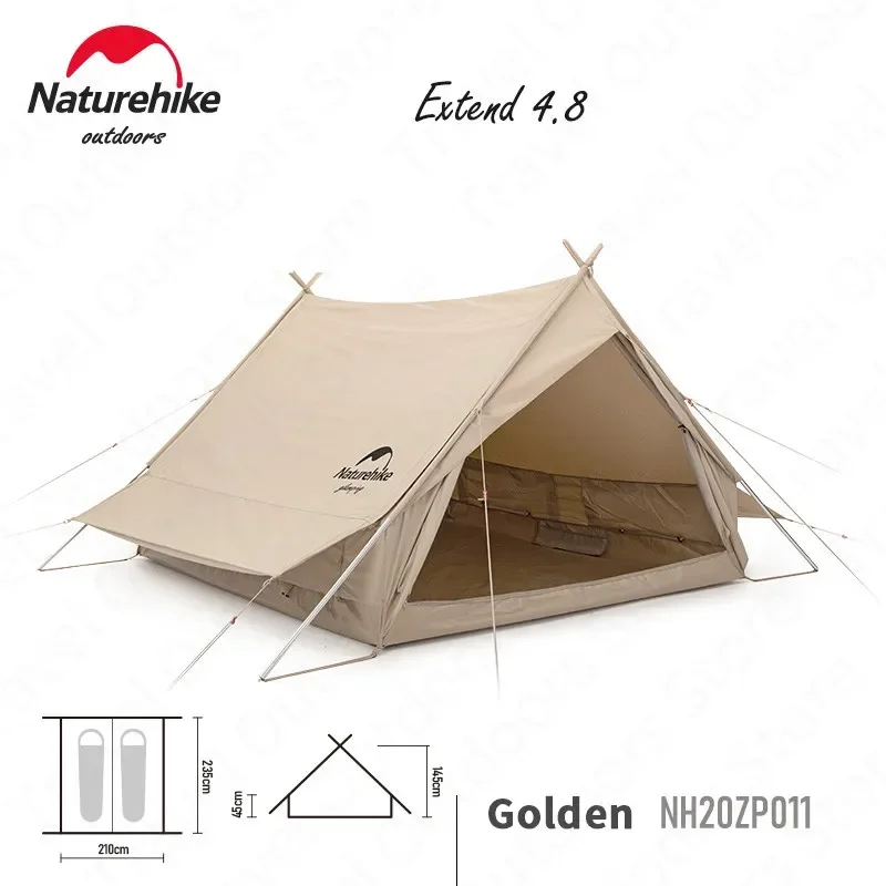 

Naturehike Cotton ridge tent 2persons A -shaped 4.8㎡ Large Area camping tent Double Thicken Eaves Tent Canopy Family Extend 4.8