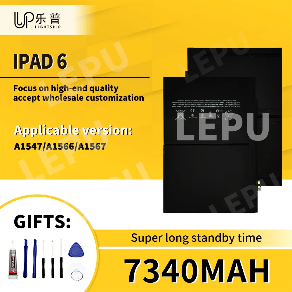 

New Tablet Battery 7340mAh for IPad 6 Original Replacement Battery A1547 A1566 A1567 with Tools IPad 6 High Quality Pad Battery