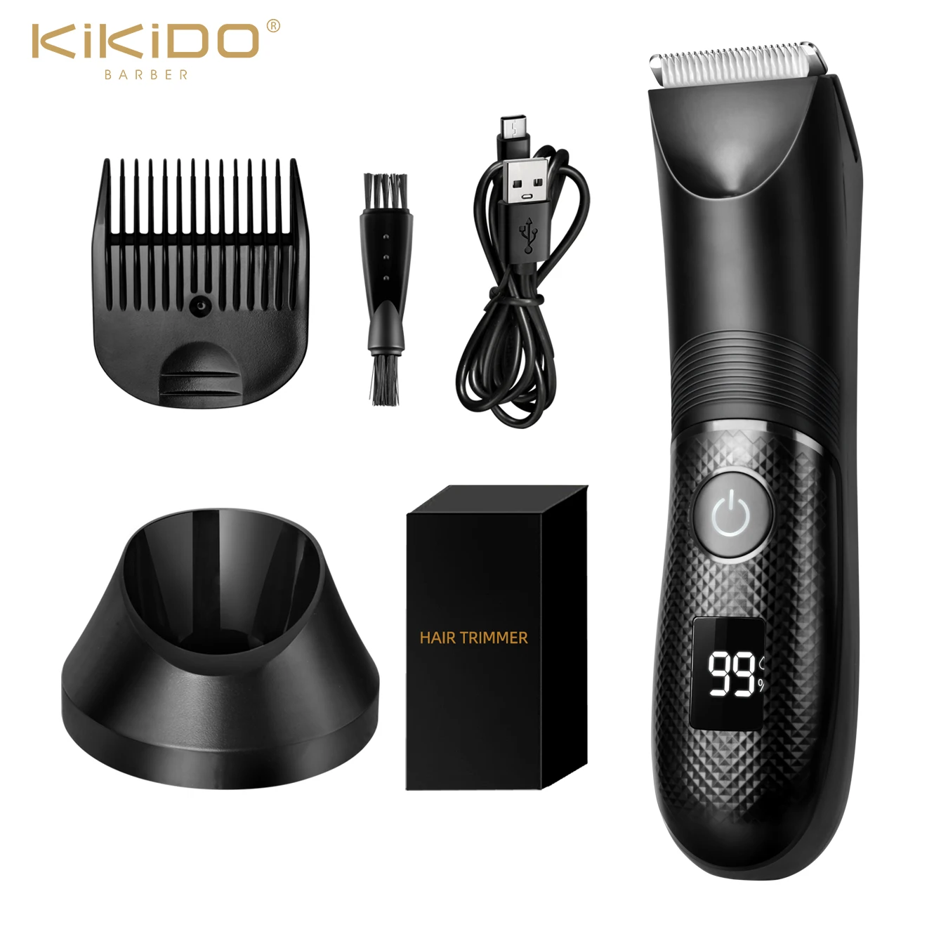 

KIKIDO Electric Hair Trimmer Professional ClipperforMen Cordless Barber Shaver USB Rechargeable LED Display Hair Cutting Machine