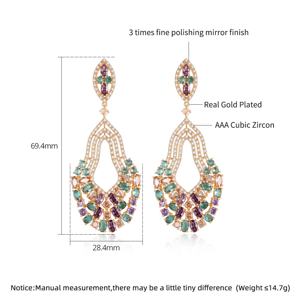 LUOTEEMI 2022 New European And American Style Multi Oval Zircon Long Earrings For Women Large Brinco Bijoux Unusual Girl Jewelry