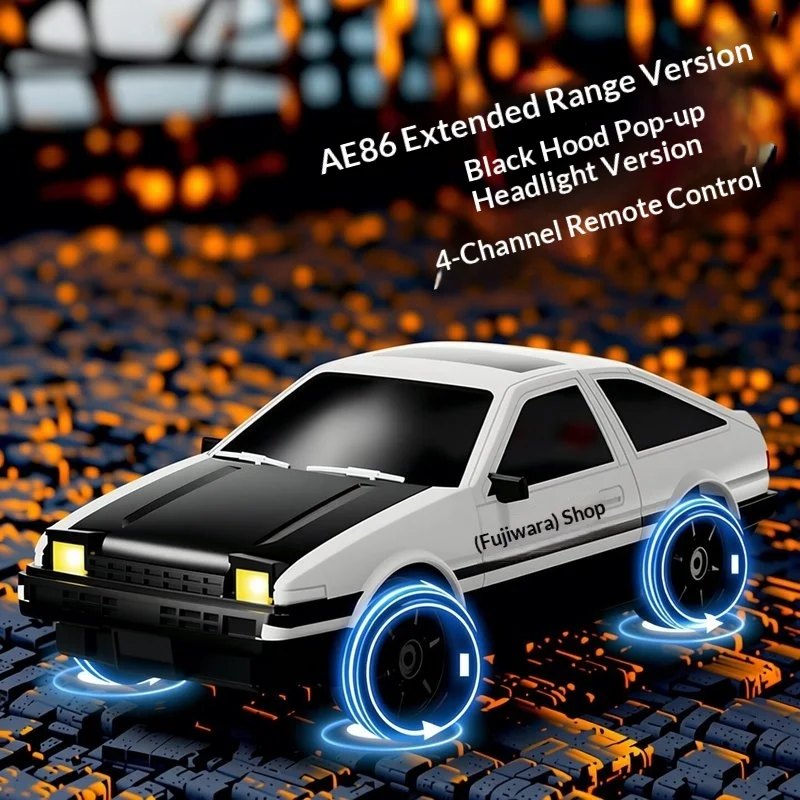 Rc Drift Car Ae86 4wd High Speed Pop Up Headlights Black Hood Four Channel Long Battery Life Racing Model For Adult Hobby