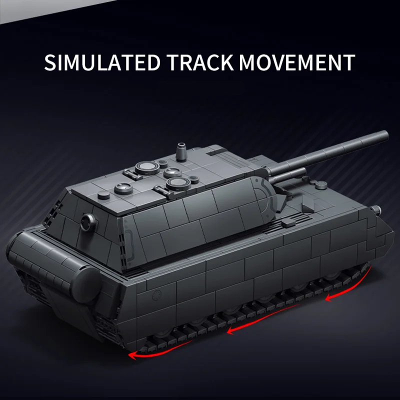World Military War Ⅱ 1/35 Scale Maus Heavy Tank Building Blocks Bricks Set MOC Panzer VIII Maus Model Toys Gifts For Boy Adult