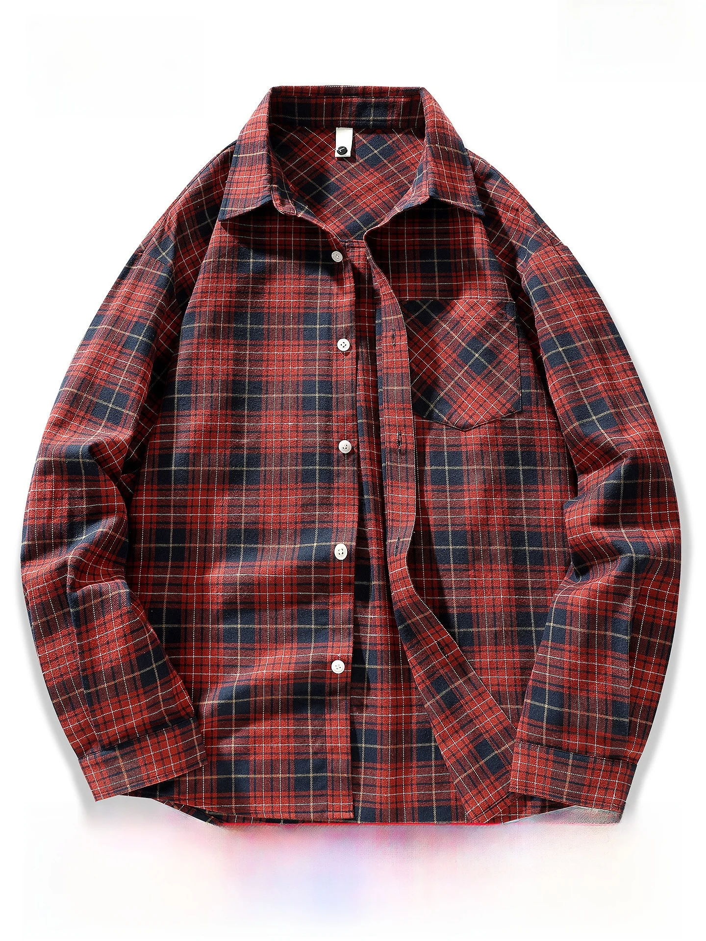 Pure Cotton Plaid Long Sleeve Men's Shirt Hong Kong Style Retro Checkered Shirt Autumn Winter New Arrival Warm Casual Fashion