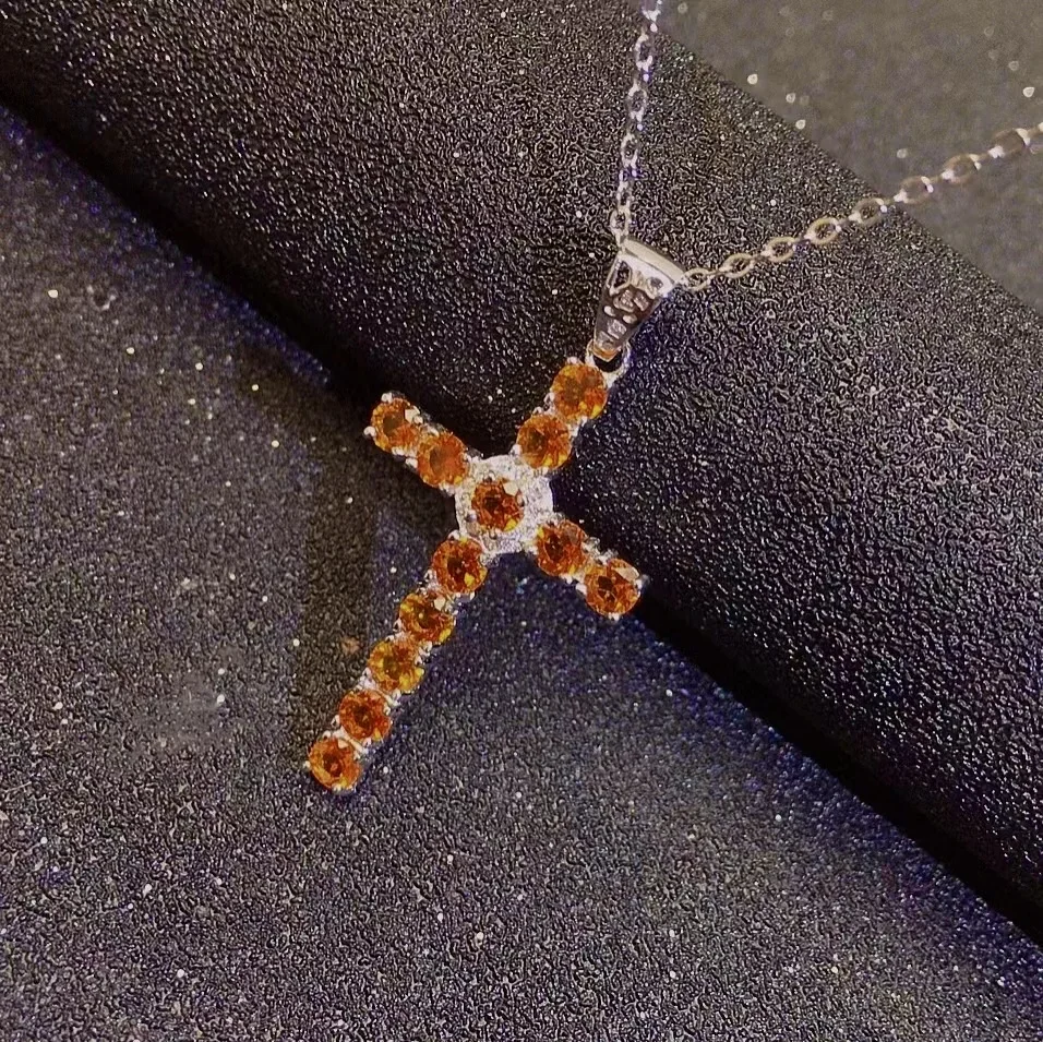 

Классический кулон-крест из драгоценного камня для женщин, 12 шт., 3 мм, кулон из натурального цитрина, ювелирные изделия из стерлингового серебра 925 пробы с кристаллами