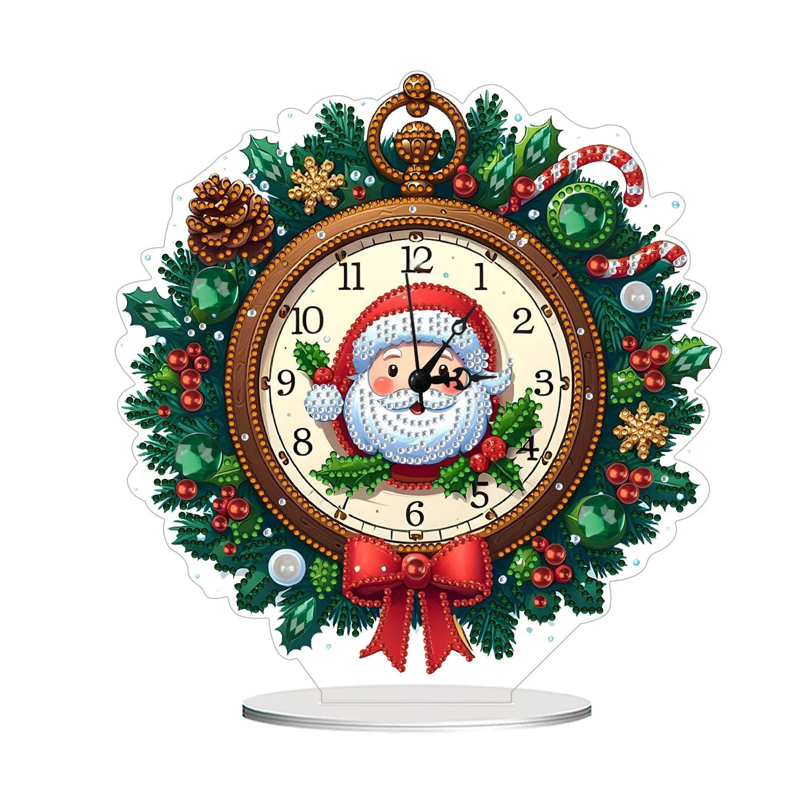 Acrylic Special Shape Father Christmas  5D Diamond Painting Clock Art Craft DIY Crystal Diamond Clock Living Room Decoration