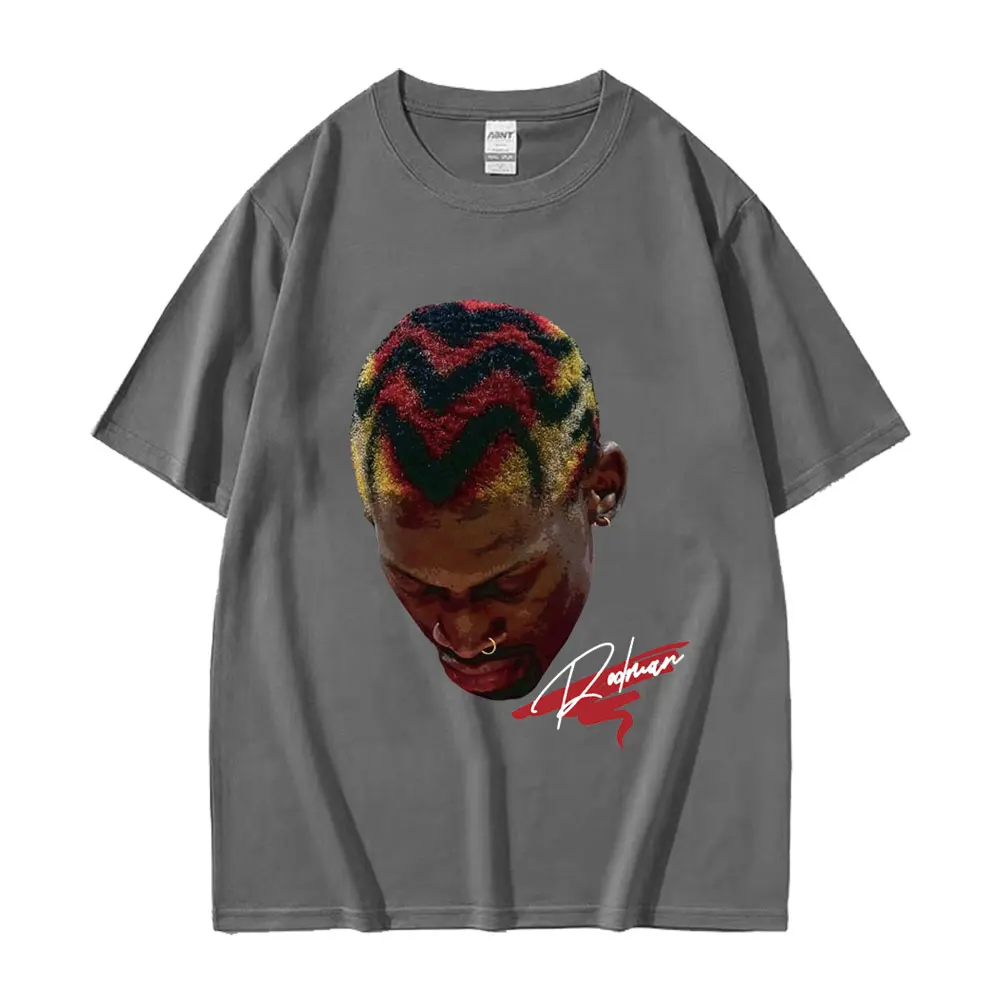 حار كرة السلة بنين دودة دينيس رودمان تي شيرتات ورق الرسم البياني الرجال الهيب هوب موضة الشرير الشارع الشهير الذكور القطن المتضخم تي شيرت #4