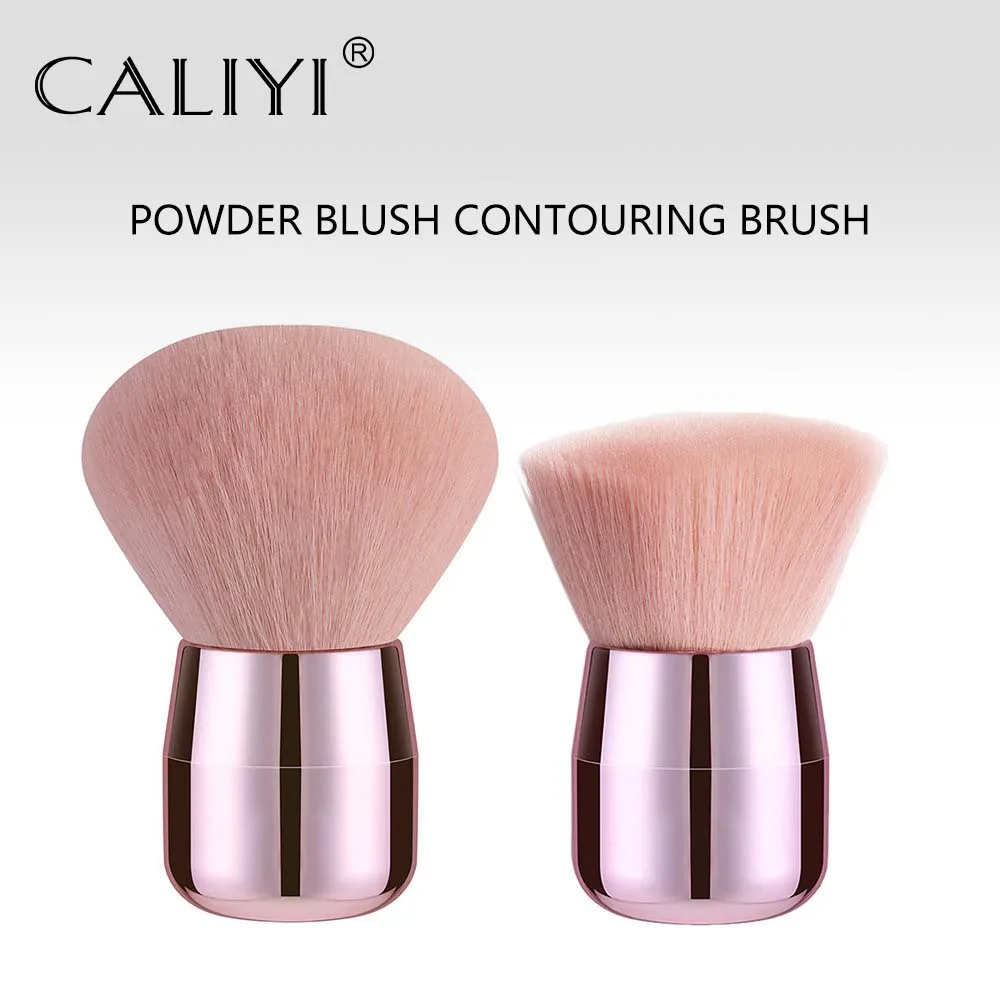 CALIYI 1/2 Uds. Brochas para colorete en polvo suelto esponjoso MINI brocha de maquillaje portátil de lujo herramientas de maquillaje cosmético de viaje para mujeres y niñas