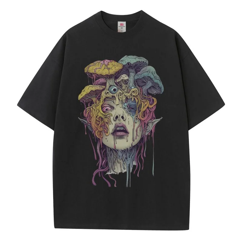 Graphic T Shirts Mens Womens DTG Print Alien Graphic Pure Cotton Breathable Graphic Heavyweight Drop Shoulder Tops High Quality