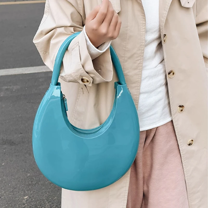 Simple Design Women Bag New Fashion Half Month Women Handbag 2024 New Jelly Color PVC Shoulder Bag Lady Bag