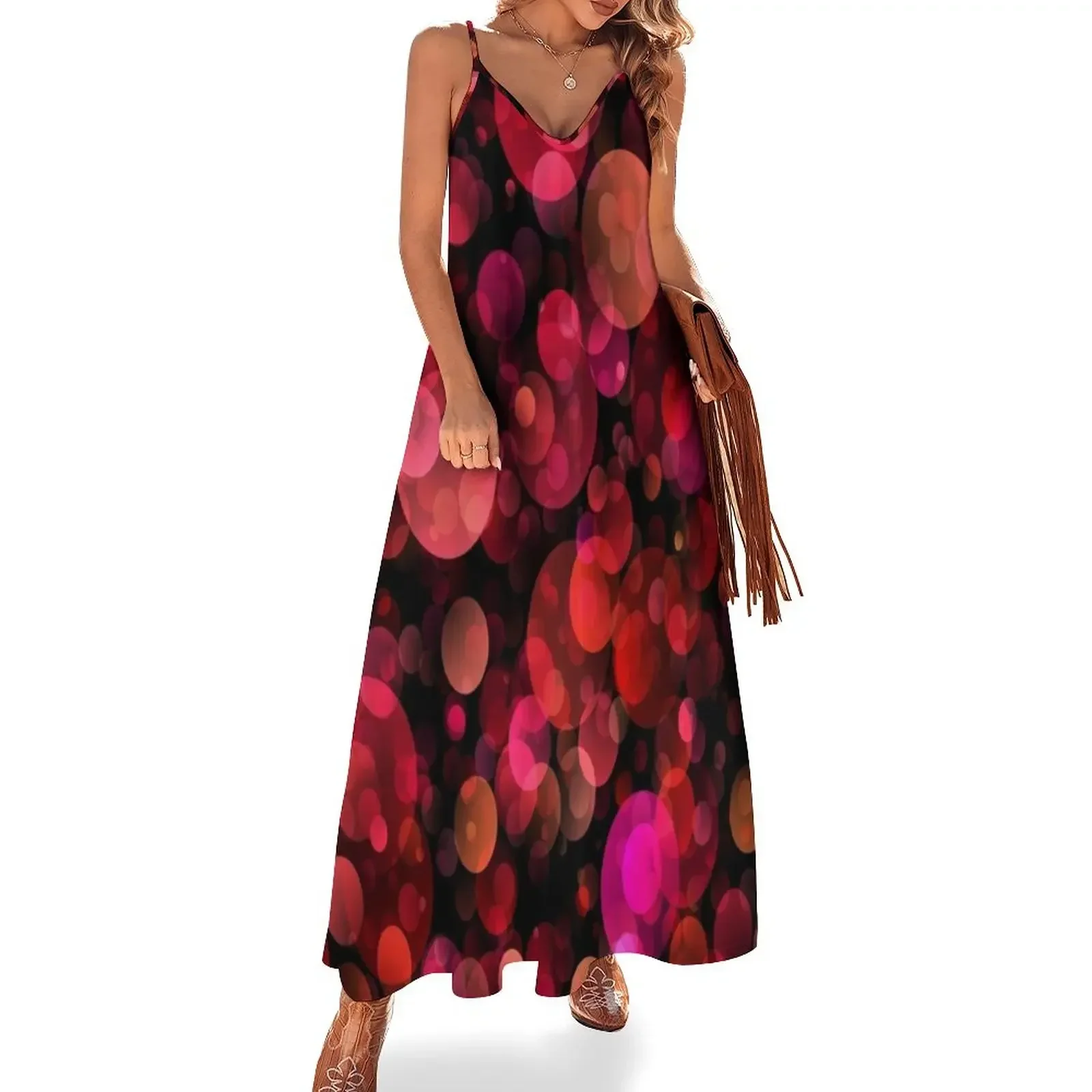 

70s Disco Retro Inspired |Abstract Red Sequin PRINT Texture Sleeveless Dress dresses for womens 2024 woman dress Dress