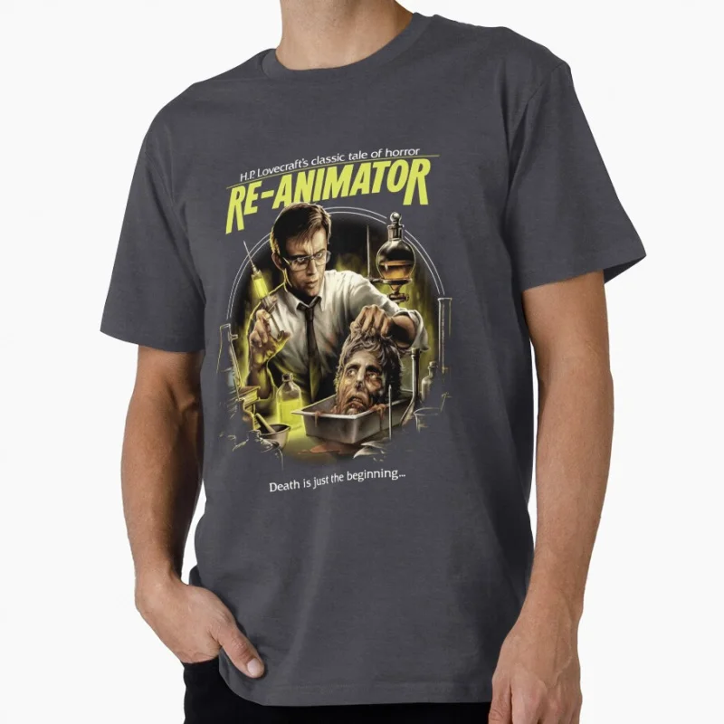 Re Animator 1985 Retro zombie horror movie Scary Halloween Gift T shirt for men Large size Tops printed clothes