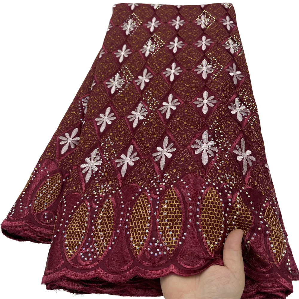 

Оптовая продажа, хлопковая африканская кружевная ткань, 2025 г., высокое качество, швейцарская вуаль, кружевная ткань, нигерийская сухая кружевная ткань с камнями, свадебное шитье