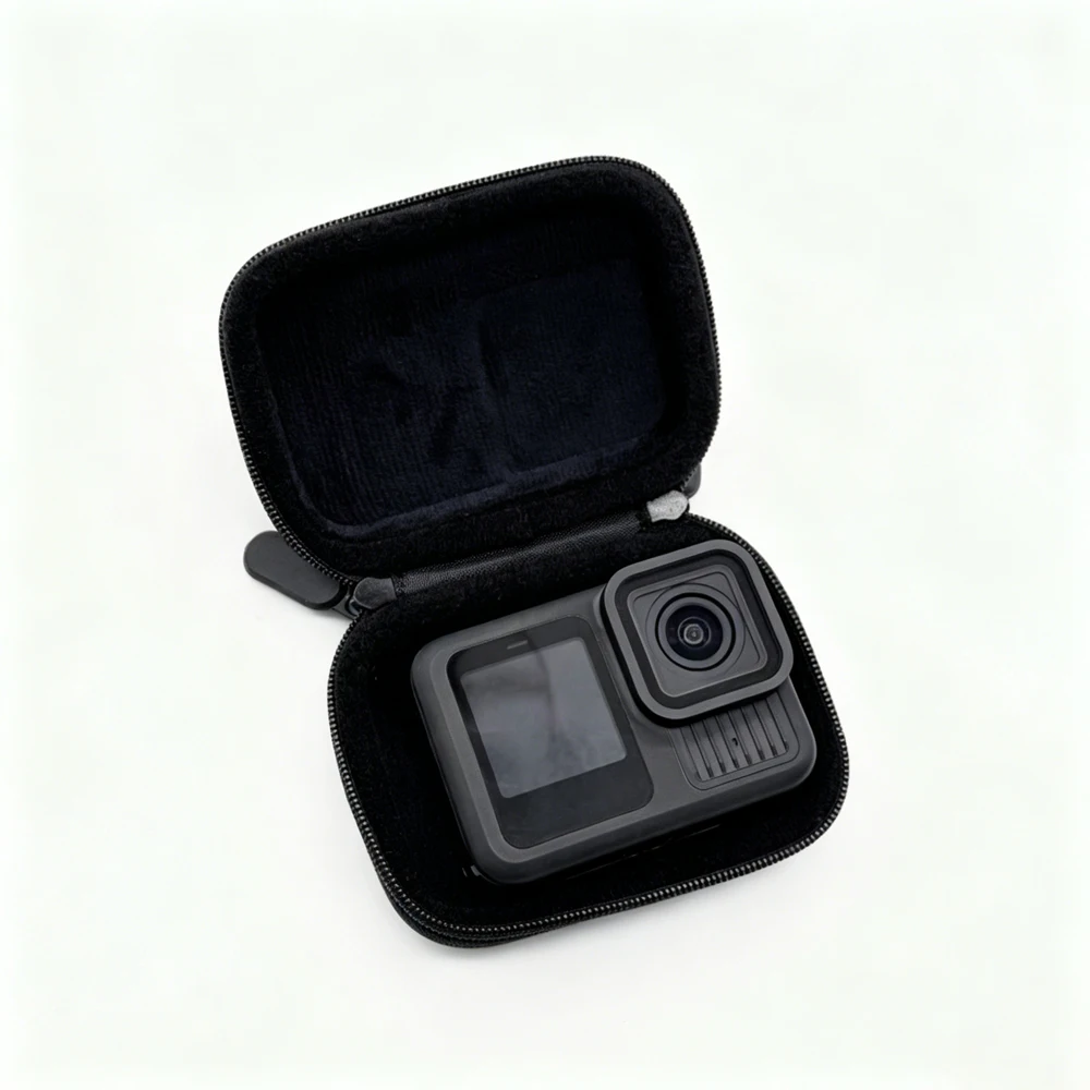 Action Camera Hard Carrying Case with Metal Carabiner, Mini EVA PU Storage Bag for GoPro Hero 13 12 11 DJI Osmo Action 6 5 4 3 view 3