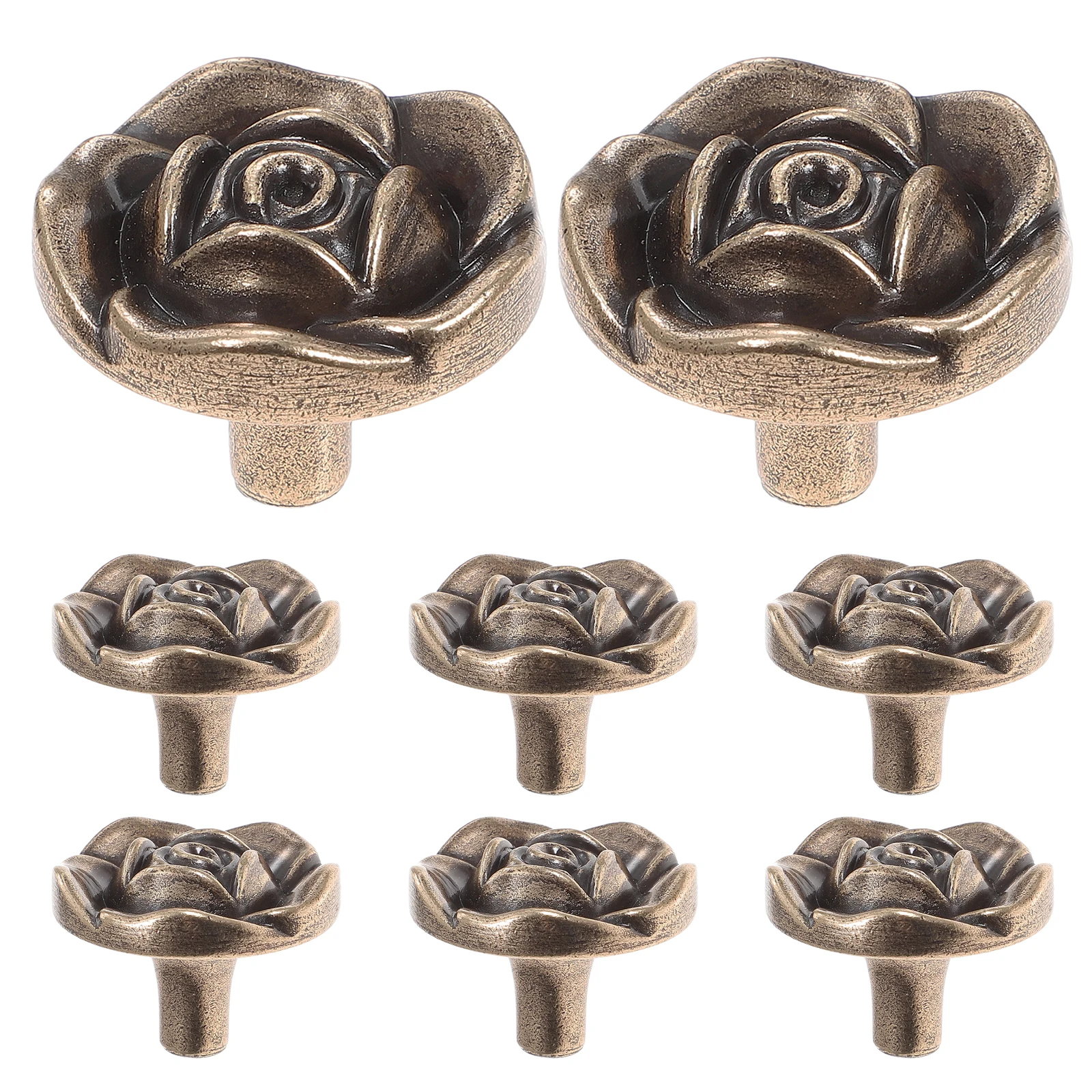 

8pcs Rose Furniture Handle Zinc Alloy Door Knob Vintage Drawer Pull Kitchen Cabinet Knob Dresser Handle Cupboard