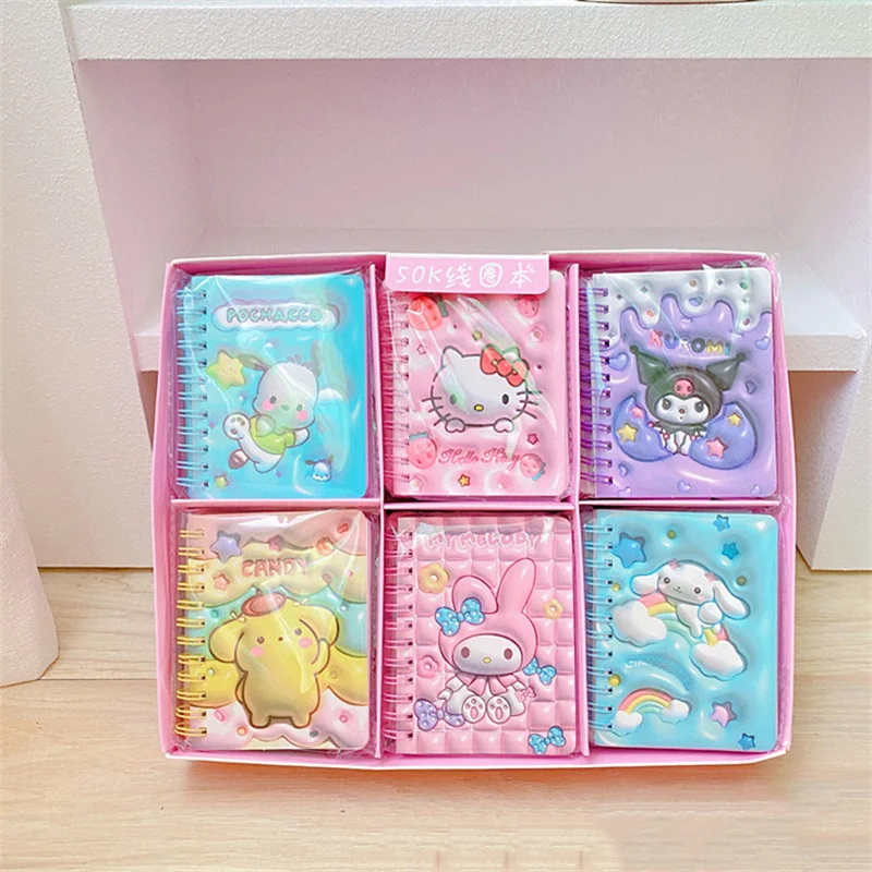 12pcs/lot Sanrio Kuromi Melody Cinnamoroll Notebook Cute Mini Portable Note Book Diary Planner Stationery Gift School Supplies