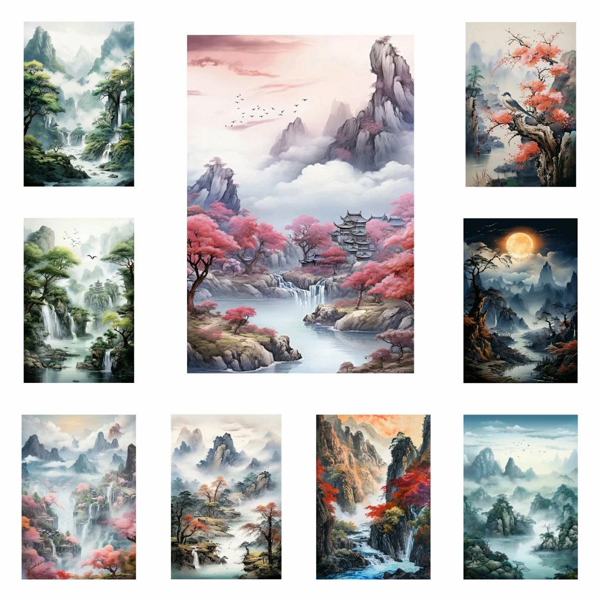 

Алмазная вышивка в китайском стиле, новинка 2026 года, пейзаж горного водопада, мозаика 5D, набор для творчества, декор для дома