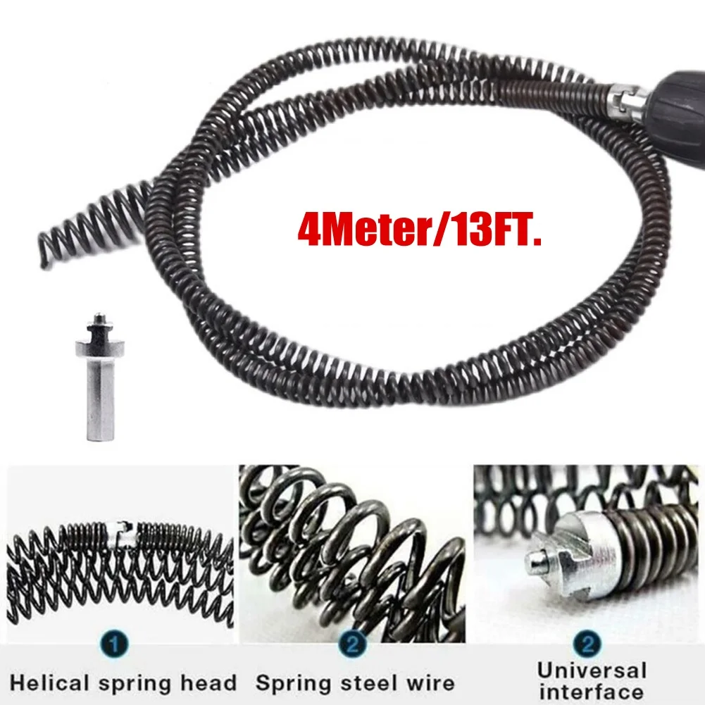 

Robust 13ft Drain Cleaning Tool with Manganese Steel Construction Suitable for Use with Standard Electric Drills