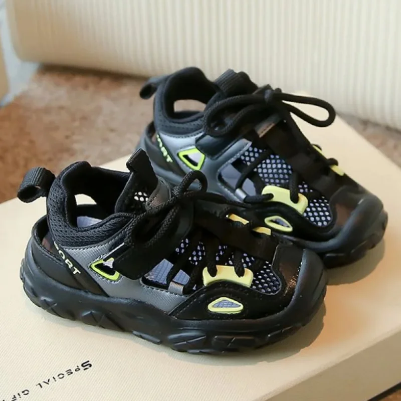 

Летние спортивные кроссовки для детей с перфорацией, дышащие, для подростков и детей, нескользящие спортивные сандалии для бега для мальчиков и девочек.