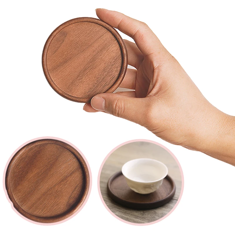 1Pcs Wooden Coaster Placemat Tea Coffee Cup Durable Heat Resistant Teapot Mat Walnut Color Insulation Tableware Holder Hosehold