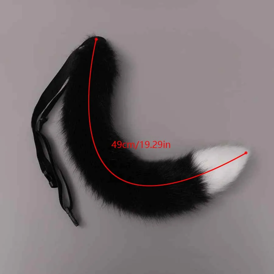 Sexy Fuchsmasken-Set mit Schwanz für Feiertagspartys, Rollenspiele, Pelz-Tiermasken für Männer und Frauen, Maskerade-Party-Requisiten, Bühnenauftritts-Set – Detail 5