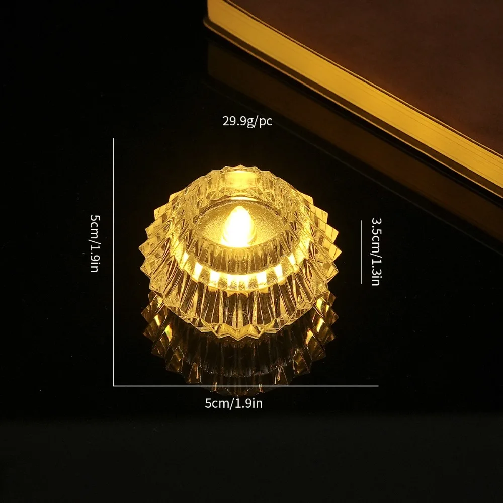 Transparent Flameless LED Candle Romance Warm Yellow TeaLight Candle LED Christmas Snowflake Simulation Candle Valentine's Day