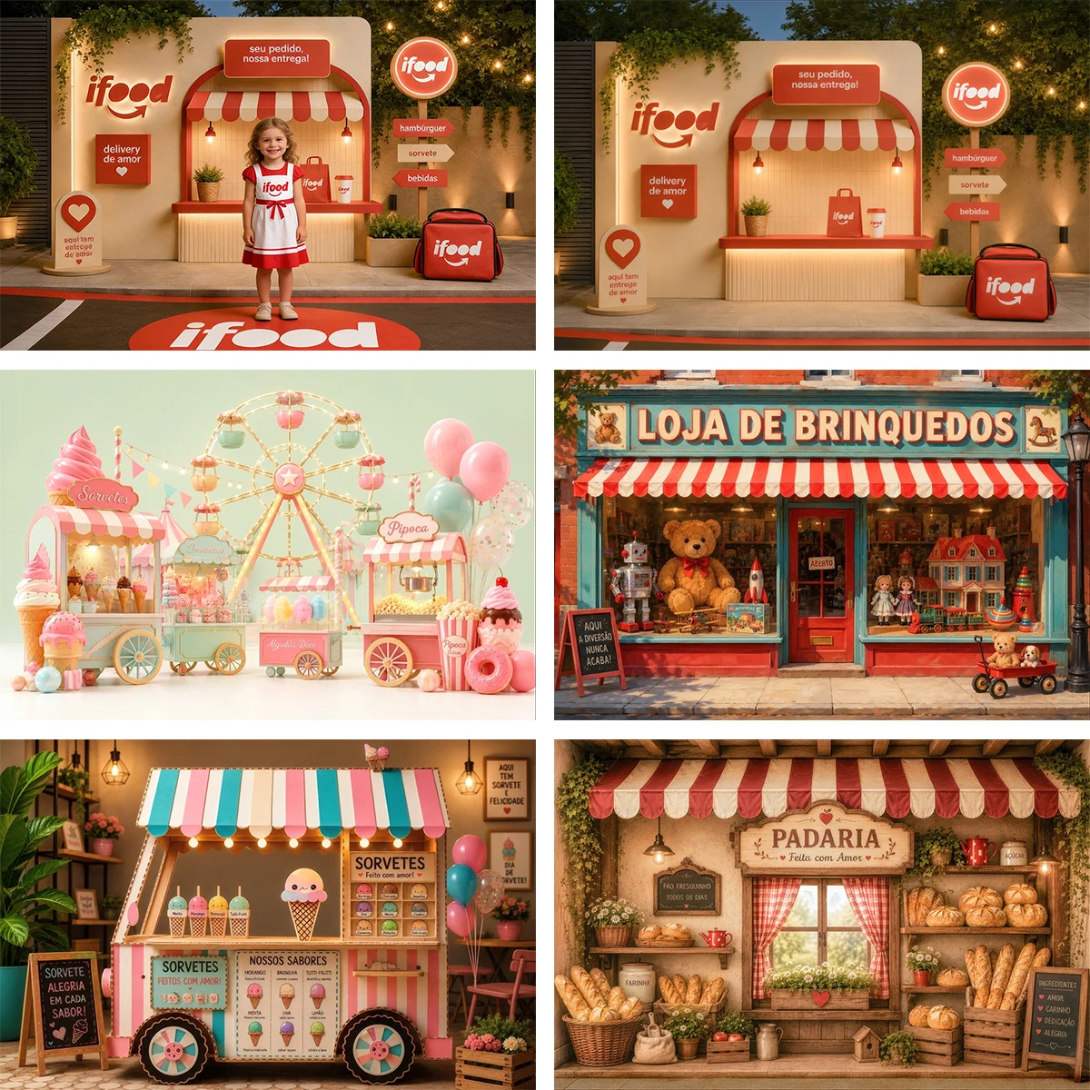 Ice Cream Bakery Carnival Toy Store Photography Backdrop Kids Baby Birthday Children Party Studio Portrait Photo Background