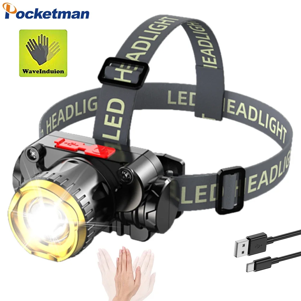 

Super Bright P900 LED Headlamp Rechargeable Headlight Zoom Built-in Battery Powered Head Lamp Head Flashlight