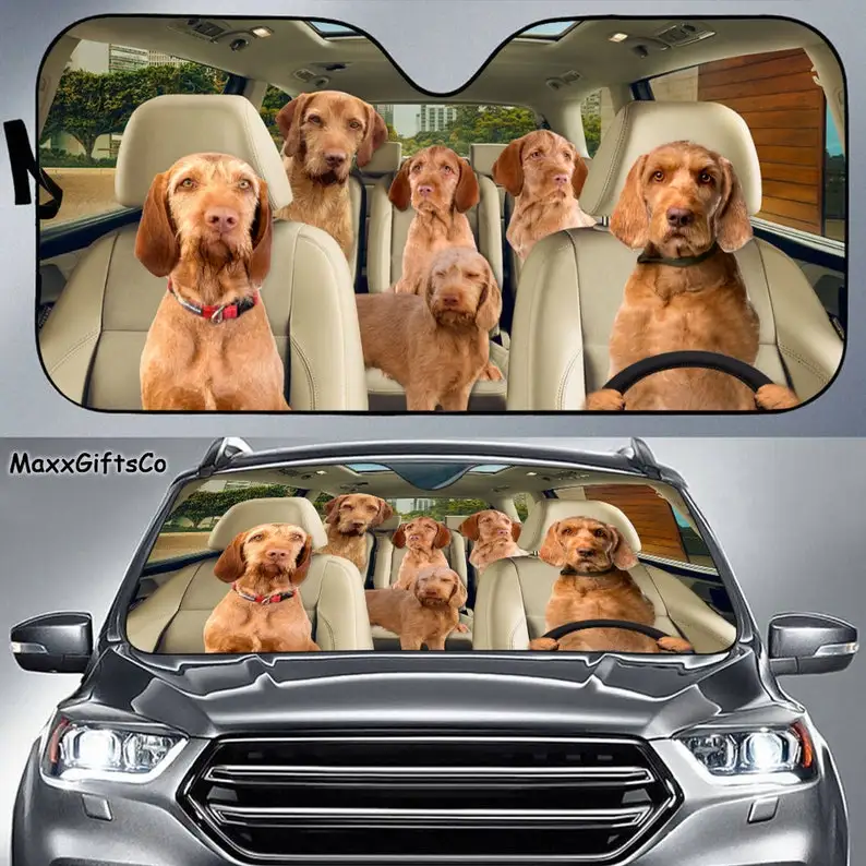 Wirehaired Vizsla Car Sun Shade, Wirehaired Vizsla Windshield, Family Dogs Auto Sunshade, Dogs Car Accessories, Irish Terrier Lo