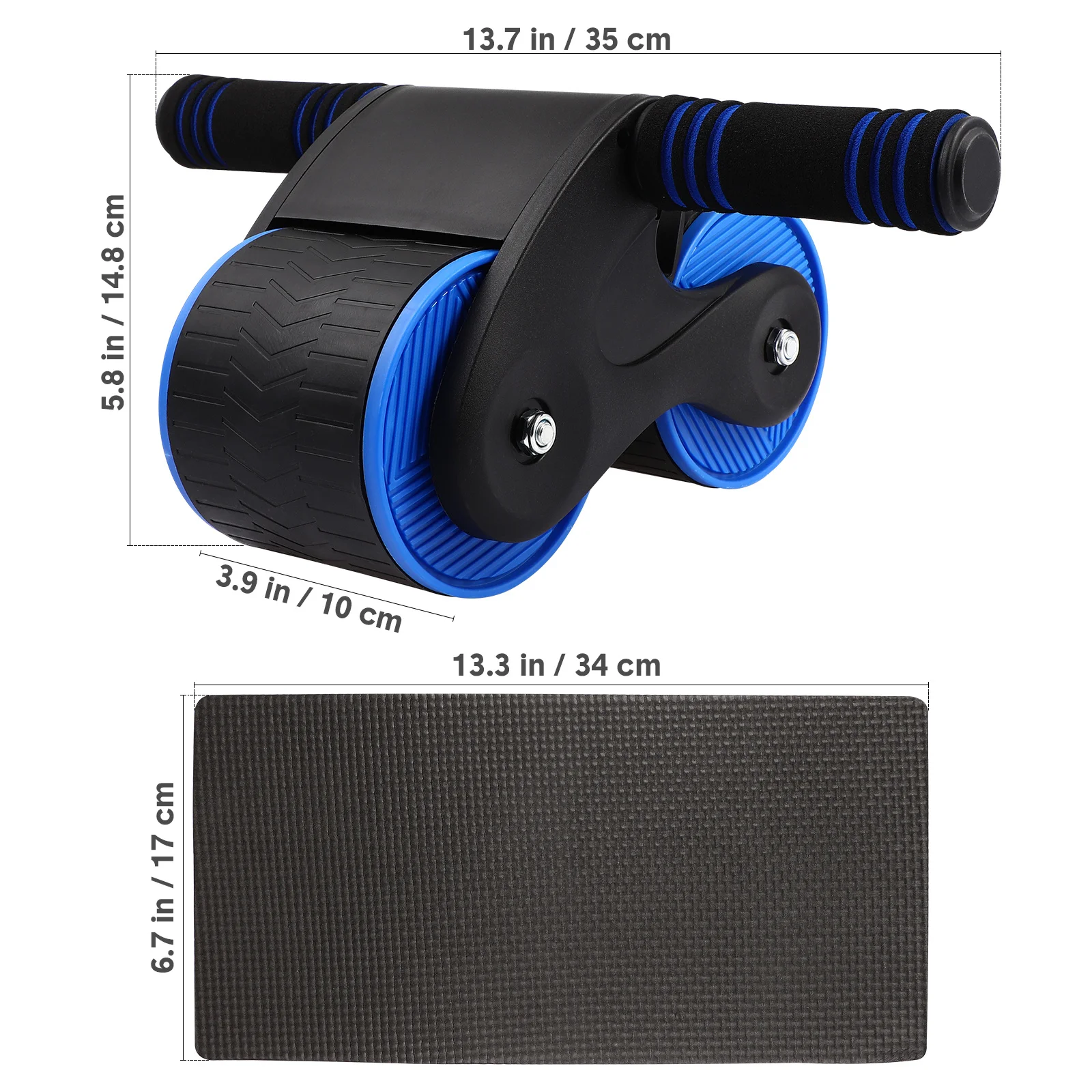 عجلة الارتداد التلقائية، معدات تمارين البطن، عجلات مزدوجة غير قابلة للانزلاق للتدريبات الأساسية #5