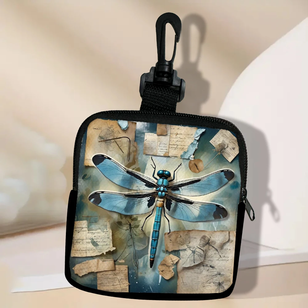 

Dragonfly-Art ID Держатель для кредитных карт Сумка для хранения на молнии Маленький кошелек для монет Дорожный органайзер Сумка для губной помады 7,2