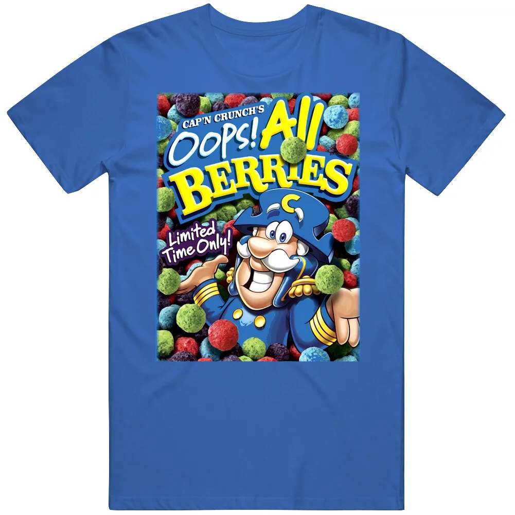 Oops All Berries Capn Crunch Grain Camiseta de algodón estampada, extra grande y suelta
