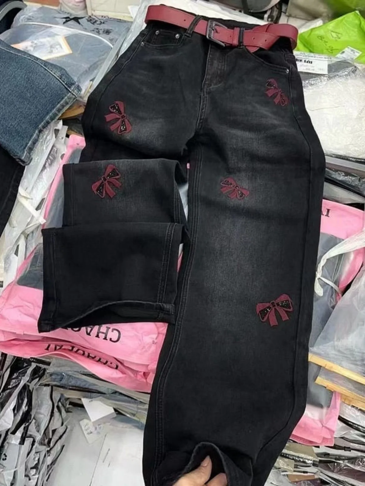 

Faionable Embroidered Slim Fit High Waist Straight Leg Jeans for Women Spring 2025 Sli Agel Wide Leg Pants