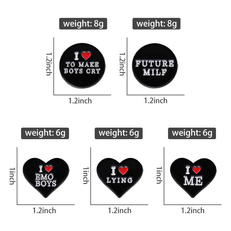 I Love Emo Boys Enamel Pin Anime Badge Accessories Hat Bag Women Girl Backpack Metal Sweater Wholesale Brooch Custom Jewelry