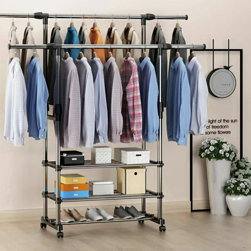 Household Hanger Racks Living Room Bedroom Wall Corner Drying Racks Rail Home Furnitures Simple Coat And Hat Rack Furniture