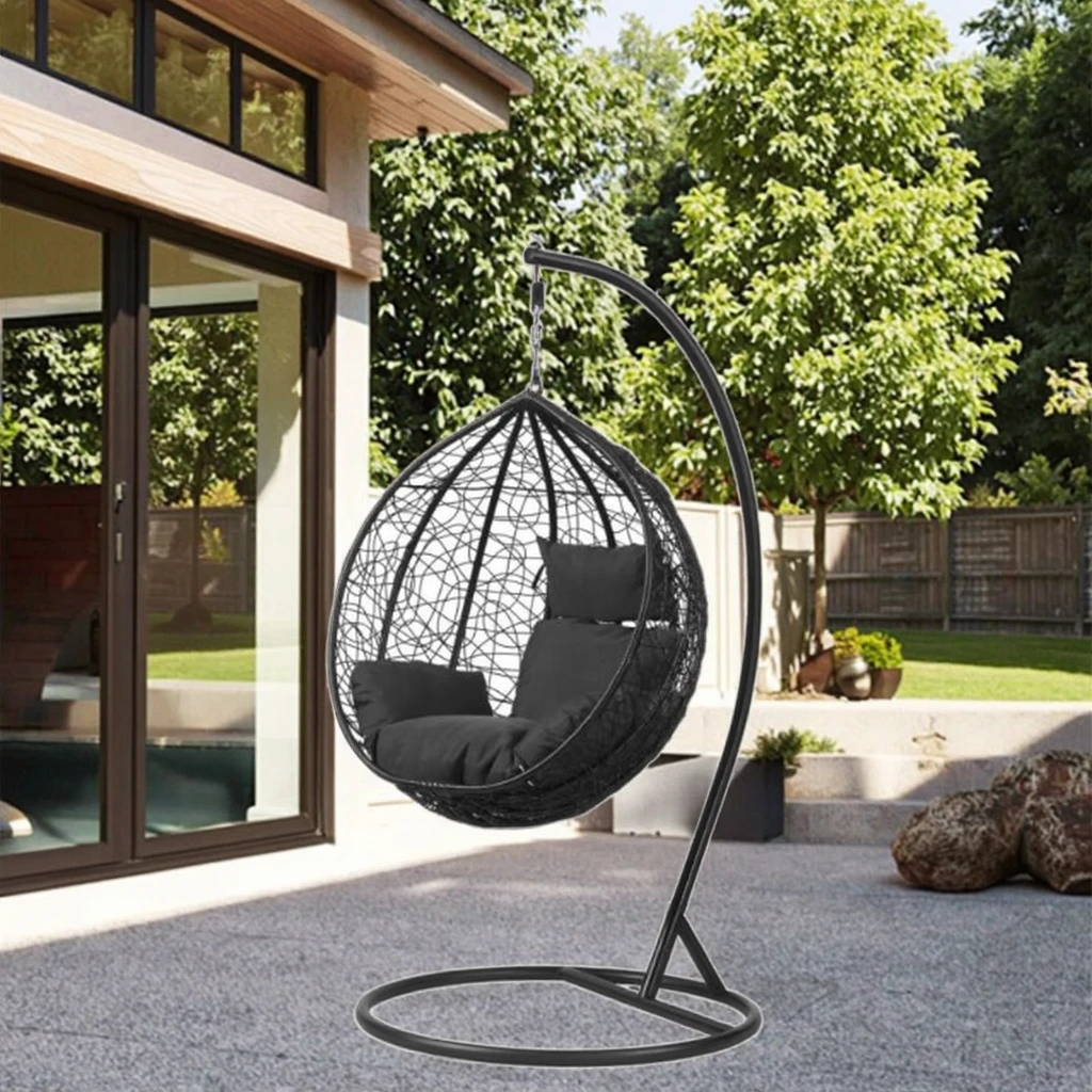 

Modern Style Garden Rattan Wicker Hanging Swing Chair Handwoven Indoor and Outdoor Patio Chair with Iron Material
