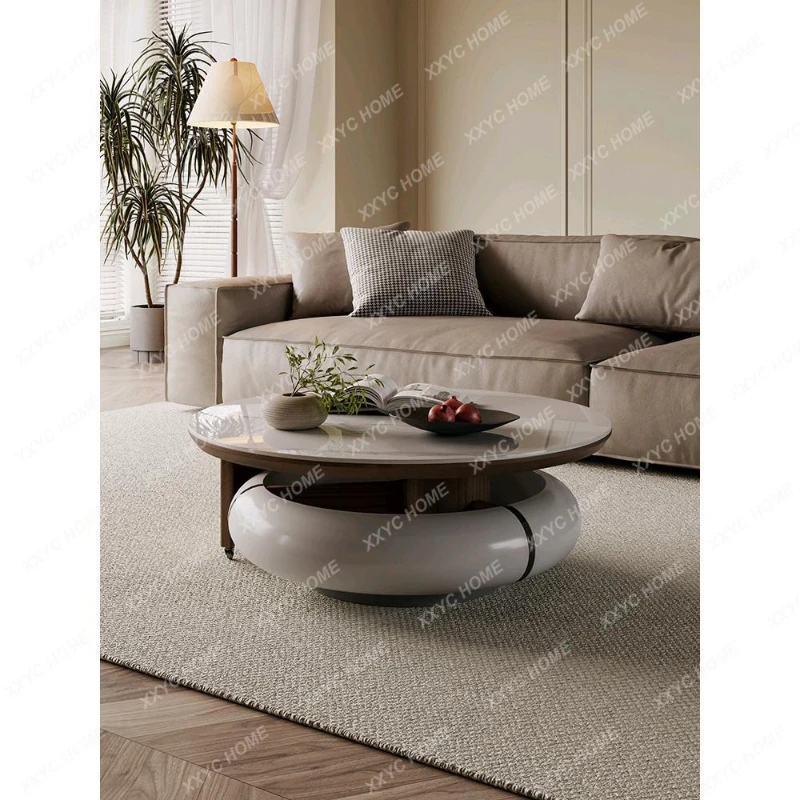M  light luxury rotating slate coffee table combination modern simple circular
