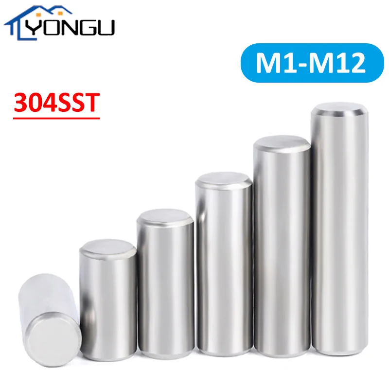 304 Stainless Steel Cylindrical Pin Locating Dowel M1 M1.5 M2 M2.5 M3 M3.5 M4 M5 M6 M8 M10 M12 Metal Fixed Shaft Solid Rod