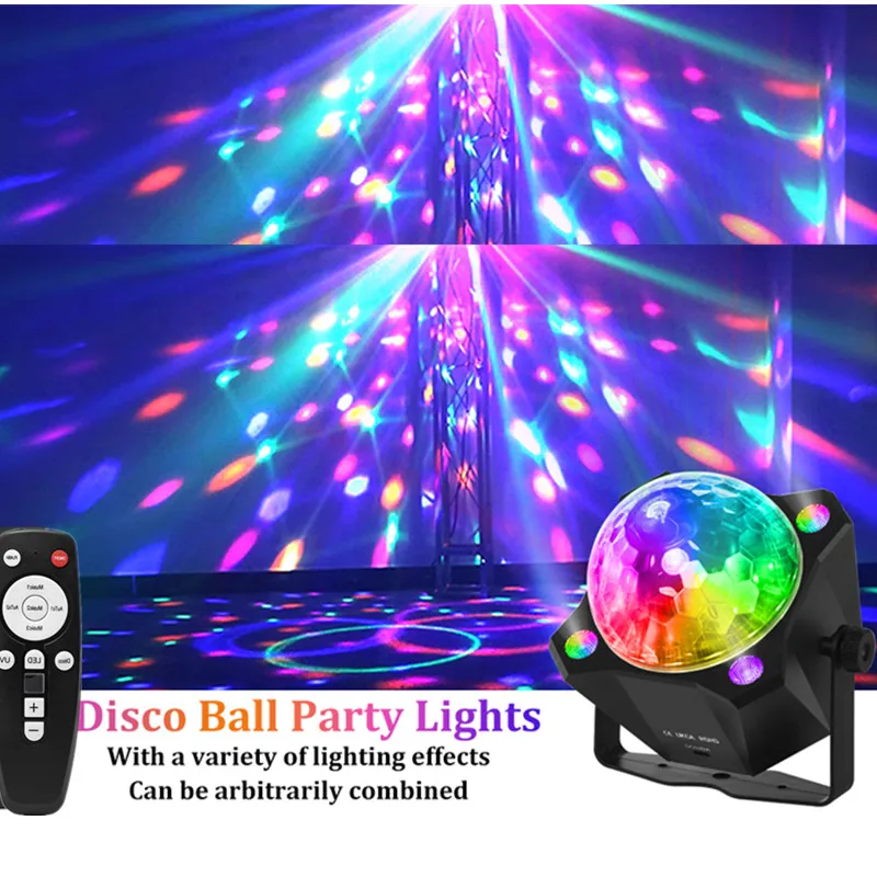Disco Party Lights Voice Control LED Color DJ Strobe Lights Birthday Carnival Family Club Stage Performance Christmas Decoration