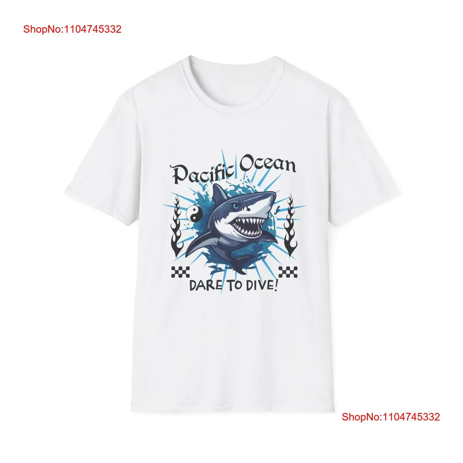 Dare to Dive Pacific Ocean Shark Camiseta de algodón Bold Adventure vintage lavado transpirable homme Top estirado para uso diario