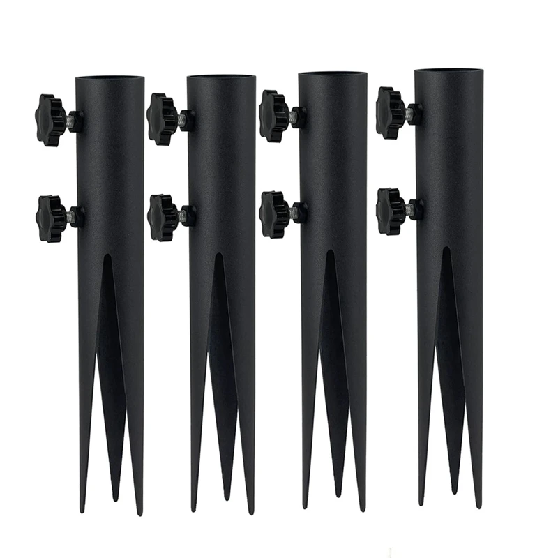 

4 PCS Steel Torch Stakes, Garden Stakes For Outdoor Lights, Black Ground Spike Replacement Stakes For Solar Lights