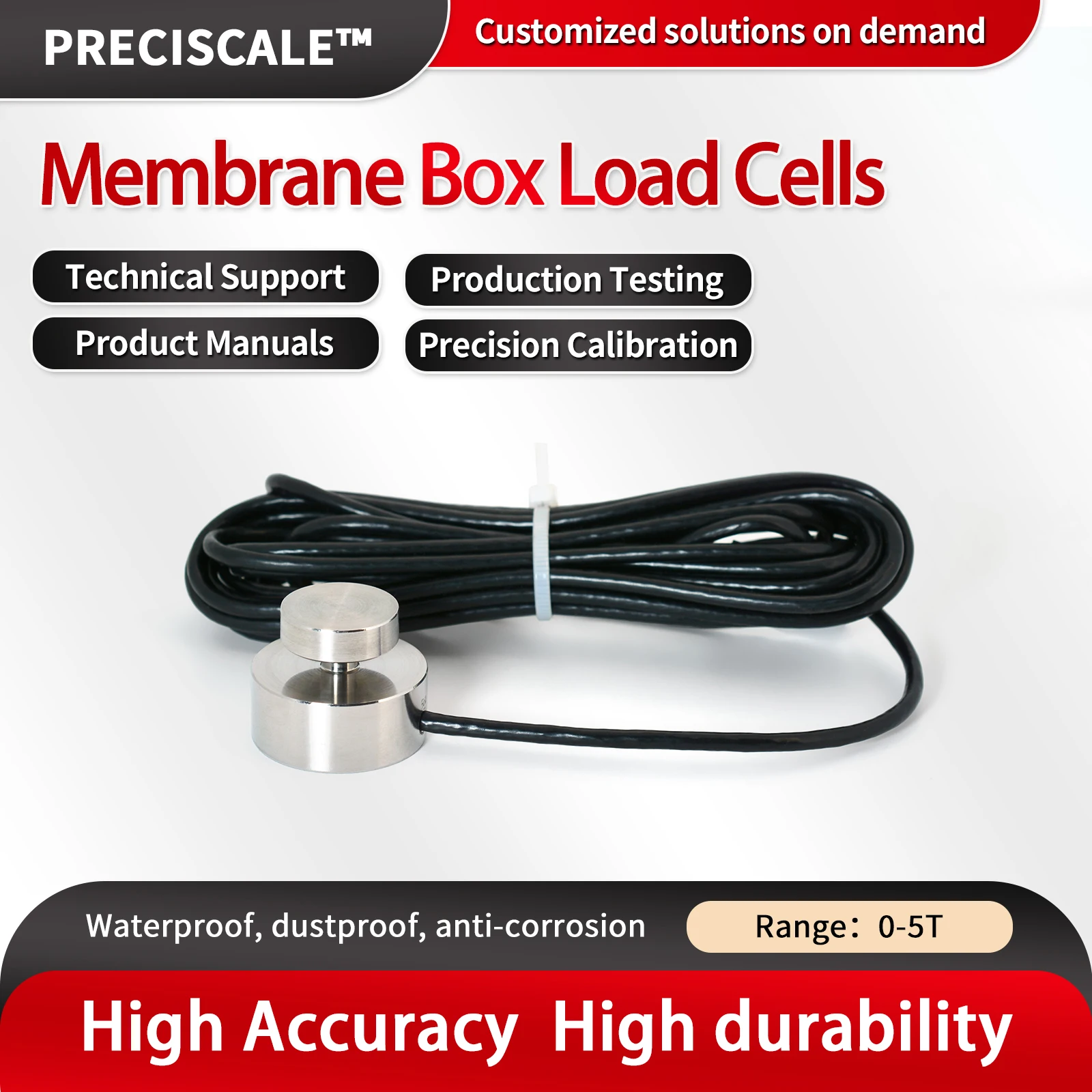 

Preciscale Micro Capsule Load Cell Sensor High precision measurement,5-12V,IP66 is water and dust resistant,Hx711 Load Cell