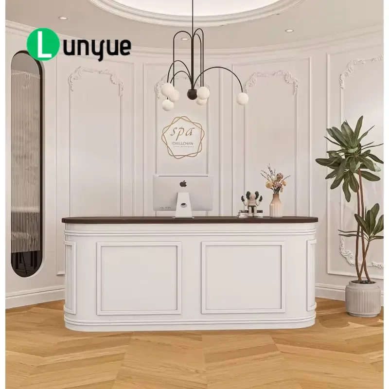 Custom Elegant New Chinese Style Service Reception Bar Desk for Nail Beauty Shop Clothing Store Training Center