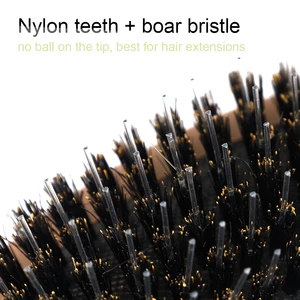 فرشاة Boar Bristles Hair Extension للنساء ، لمسة نهائية غير لامعة ، أسنان نايلون ، وسادة ، تصفيف ، تنعيم ، فك تشابك الشعر أفضل 10 مبيعات أصلية لأسنان الخنزير - رقم 4