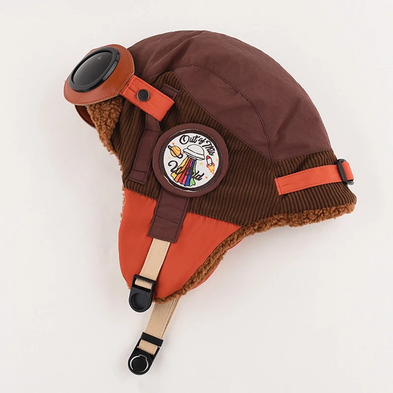 2026 Winter Bomber Hat Removable Glasses Corduroy Pilot Cap Windproof Ushanka Hats Adult Outdoor Retro Balaclava Caps Xmas Gift