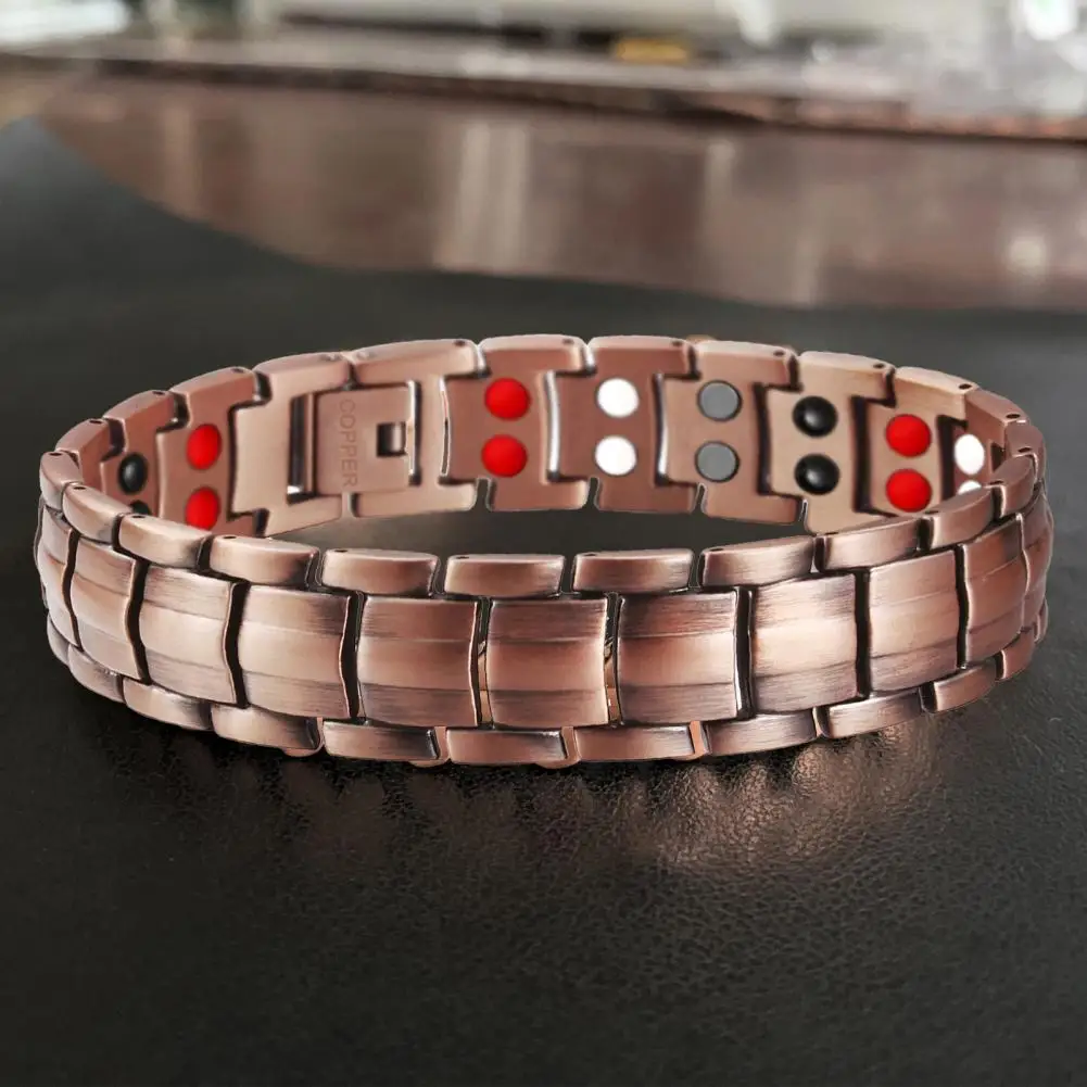 2025 Sleek Link Therapy Bracelet Elegant Classic Copper Bracelet Magnetic Pure Copper Durable Smooth Therapy Bracelet Bangles
