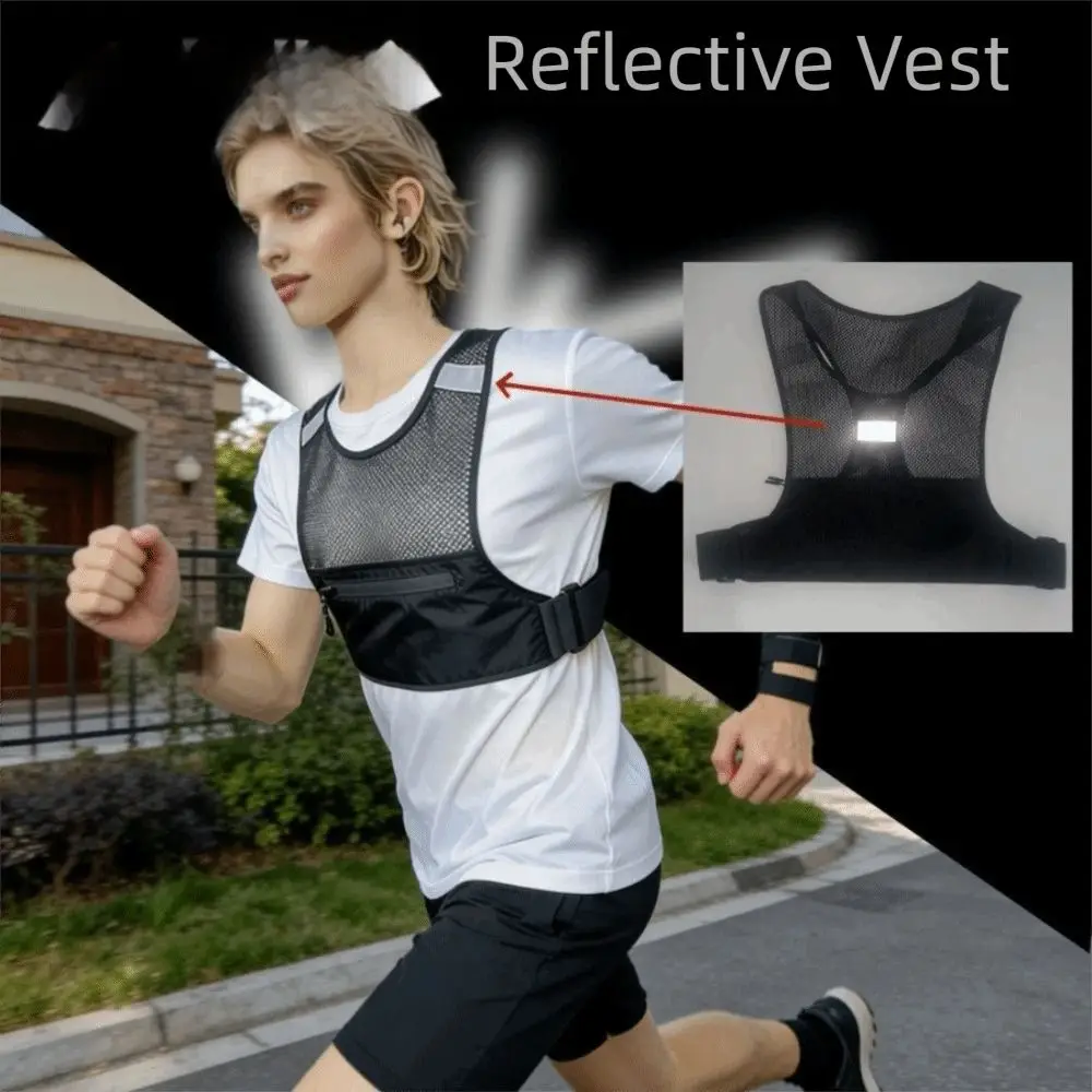 High Visibility Reflective Vest Bag Security Lightweight Safety Reflective Vest Breathable Mesh Night Running Bag