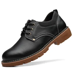 2019 Newest Leather Casual Shoes Men Waterproof Mens Boat Shoes Men's Rubber Oxfords Sneakers Men Leather Shoes Brogue Shoes