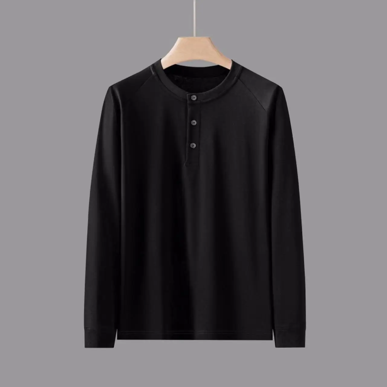 

Мужская высококачественная футболка Loro Island Cotton Long Sve с 3 пуговицами, круглый Ne Brued Base irt, новый однотонный повседневный топ Busin